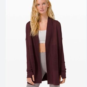 Lululemon Sit In Lotus Wrap II Plum Merino Wool Cardigan